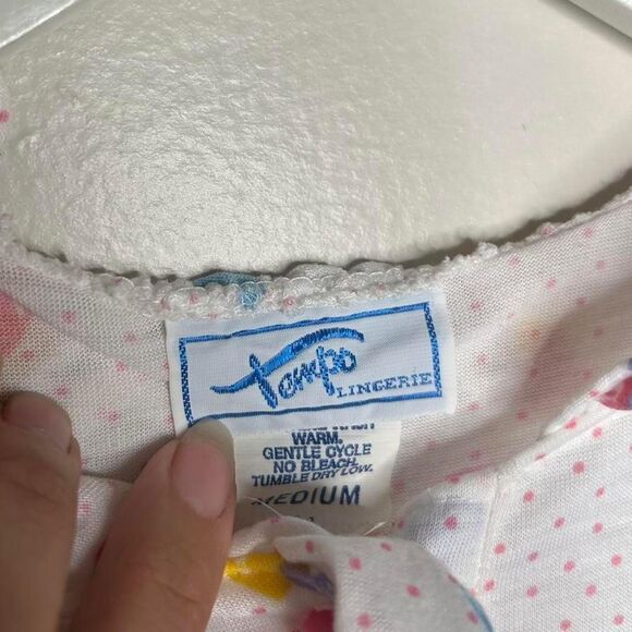 Vintage 80s 90s 1990s White and pink heart polka dot baby nightgown with ruffles - Picture 5 of 8